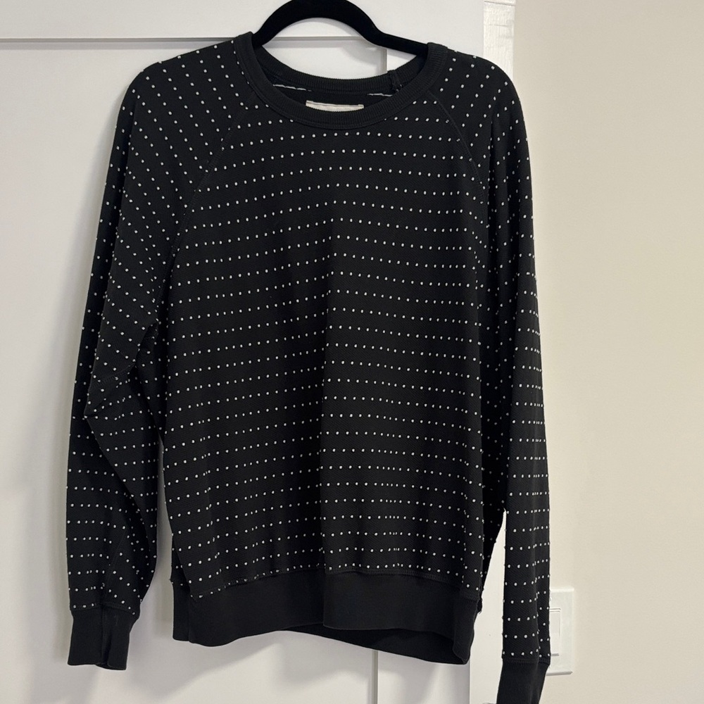 THE GREAT. Black and White Polka Dot Crewneck Sweatshirt